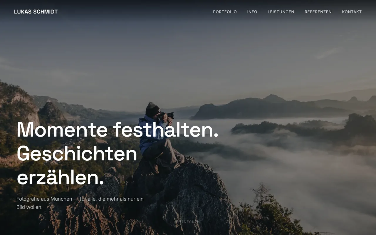 Webseite für Fotograf Lukas Schmidt in Rostock – Desktop-Ansicht