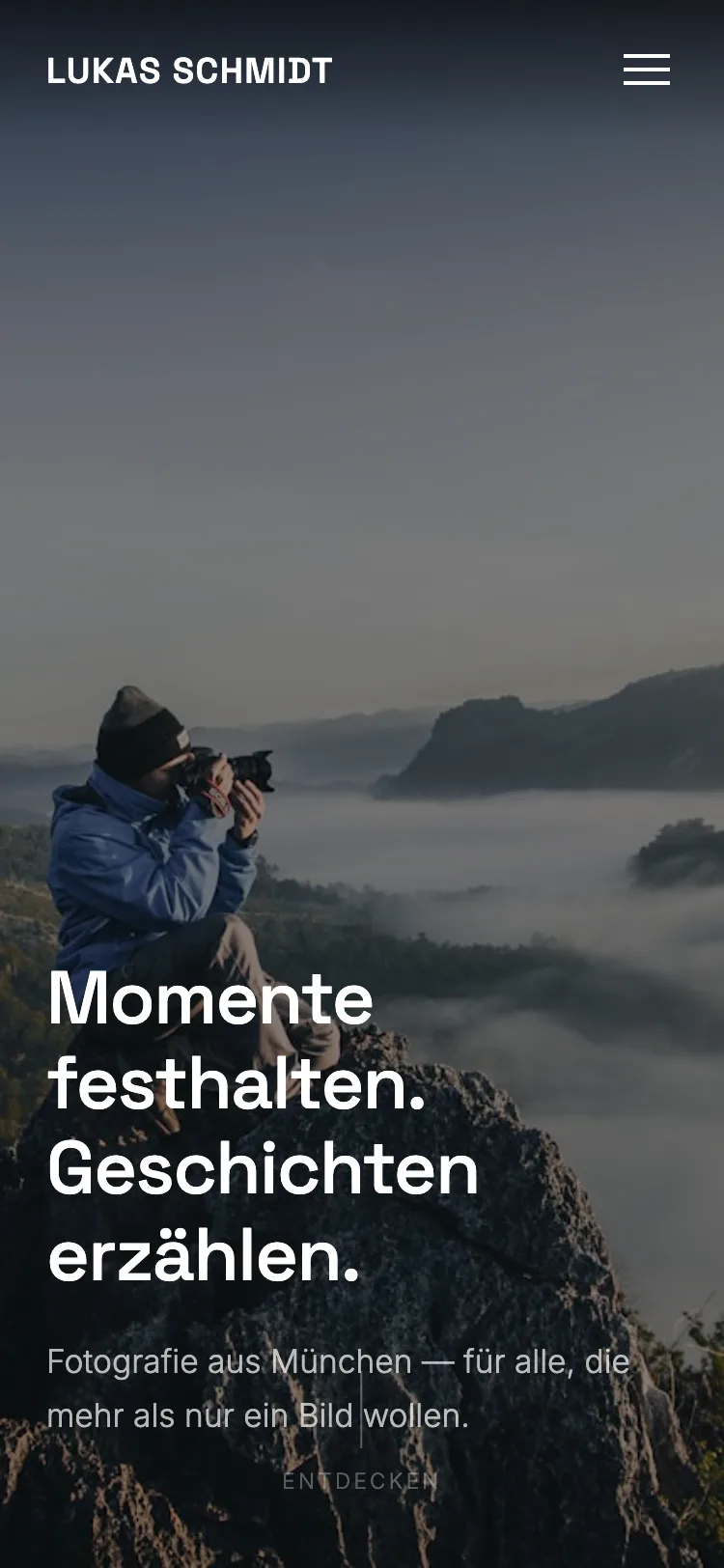 Webseite für Fotograf Lukas Schmidt – Mobil-Ansicht