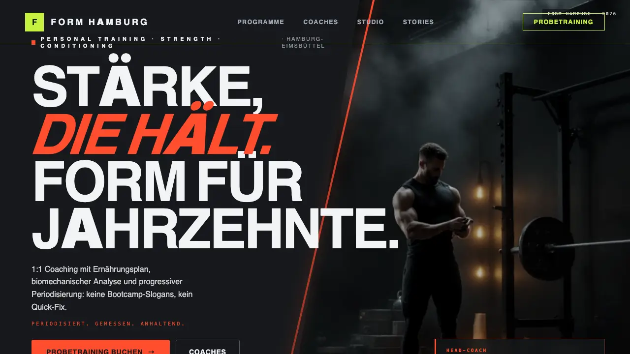 Vorschau der Vorlage Fitness / PT · Charcoal Performance (Beauty & Wellness)