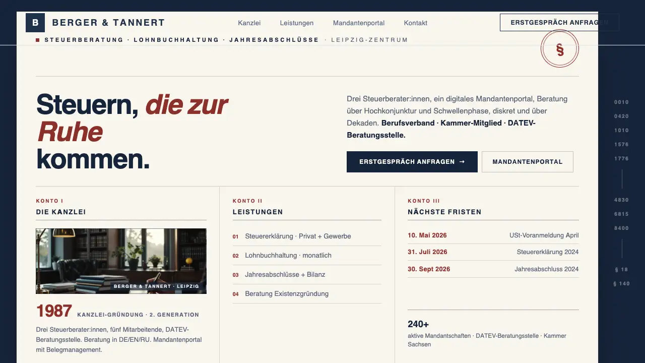 Vorschau der Vorlage Steuerberater · Vertical Spread (Dienstleister)