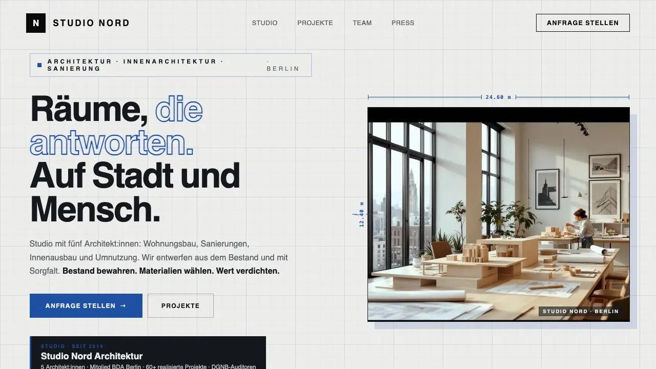 Vorschau der Vorlage Architekt · Project Grid (Dienstleister)