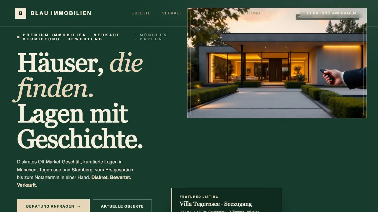 Vorschau der Vorlage Immobilien · Listings Marquee (Dienstleister)
