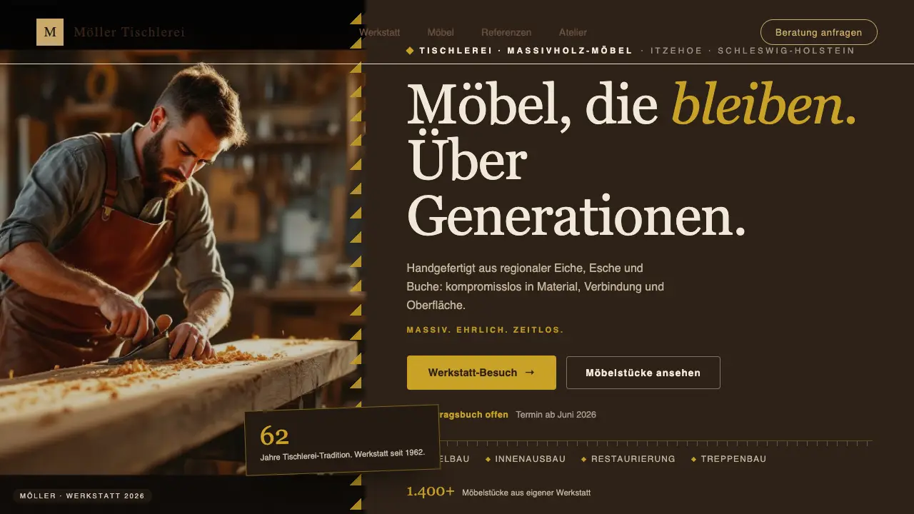 Vorschau der Vorlage Tischlerei · Wood + Gold (Handwerk)