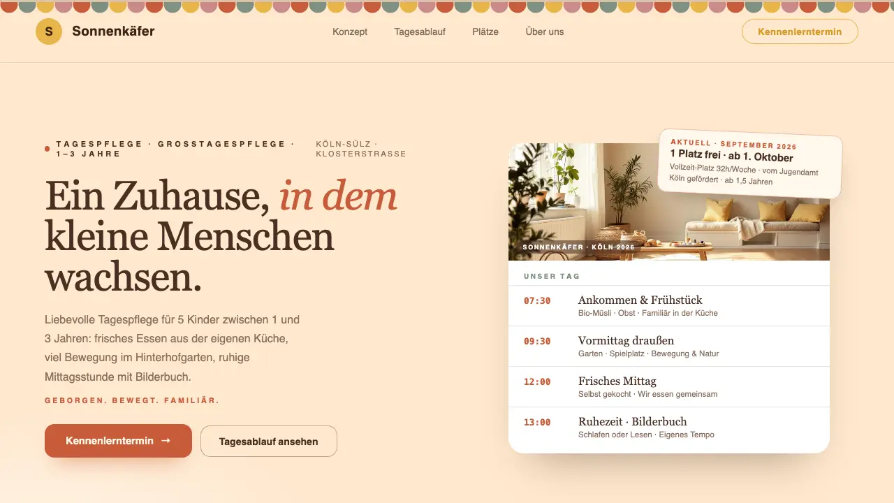 Vorschau der Vorlage Tagesmutter · Tagesablauf (Kleinunternehmen)