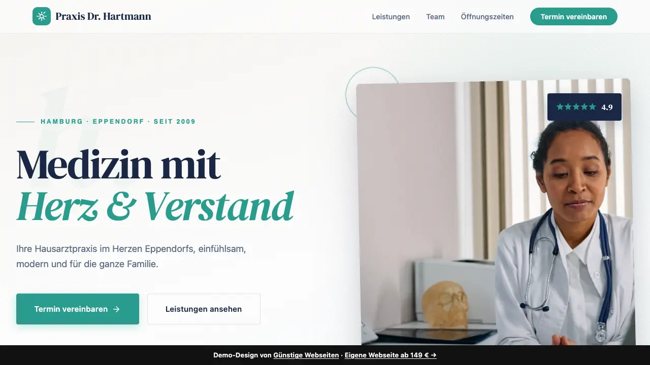 Vorschau der Demo-Webseite Praxis Dr. Hartmann (Ärzte & Praxen)