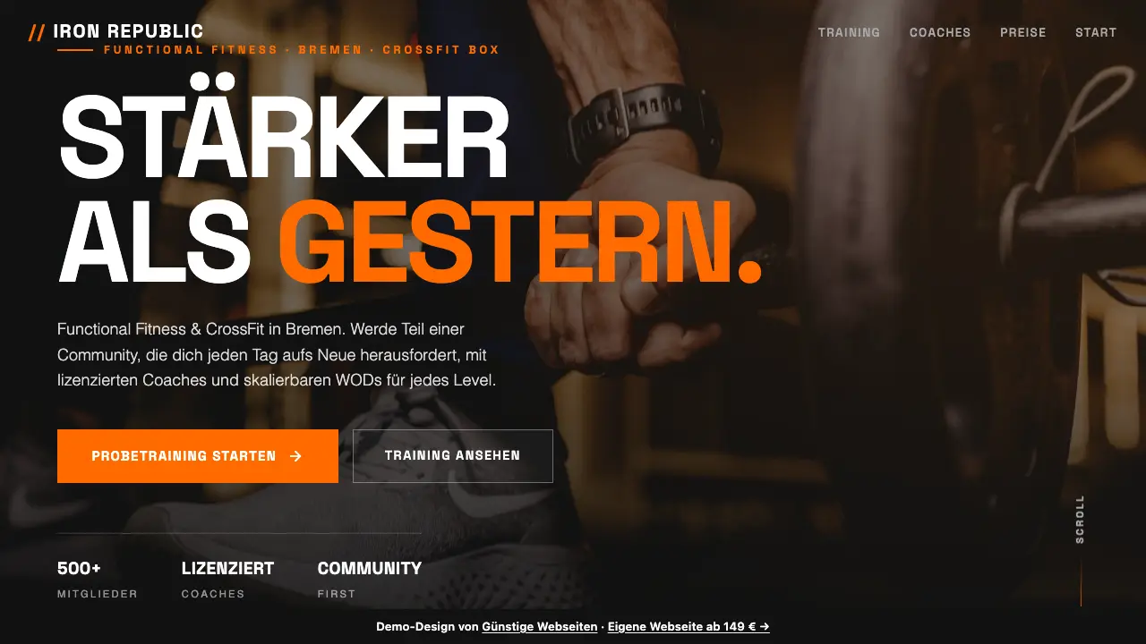 Vorschau der Demo-Webseite IRON REPUBLIC, Functional Fitness (Fitness & Sport)