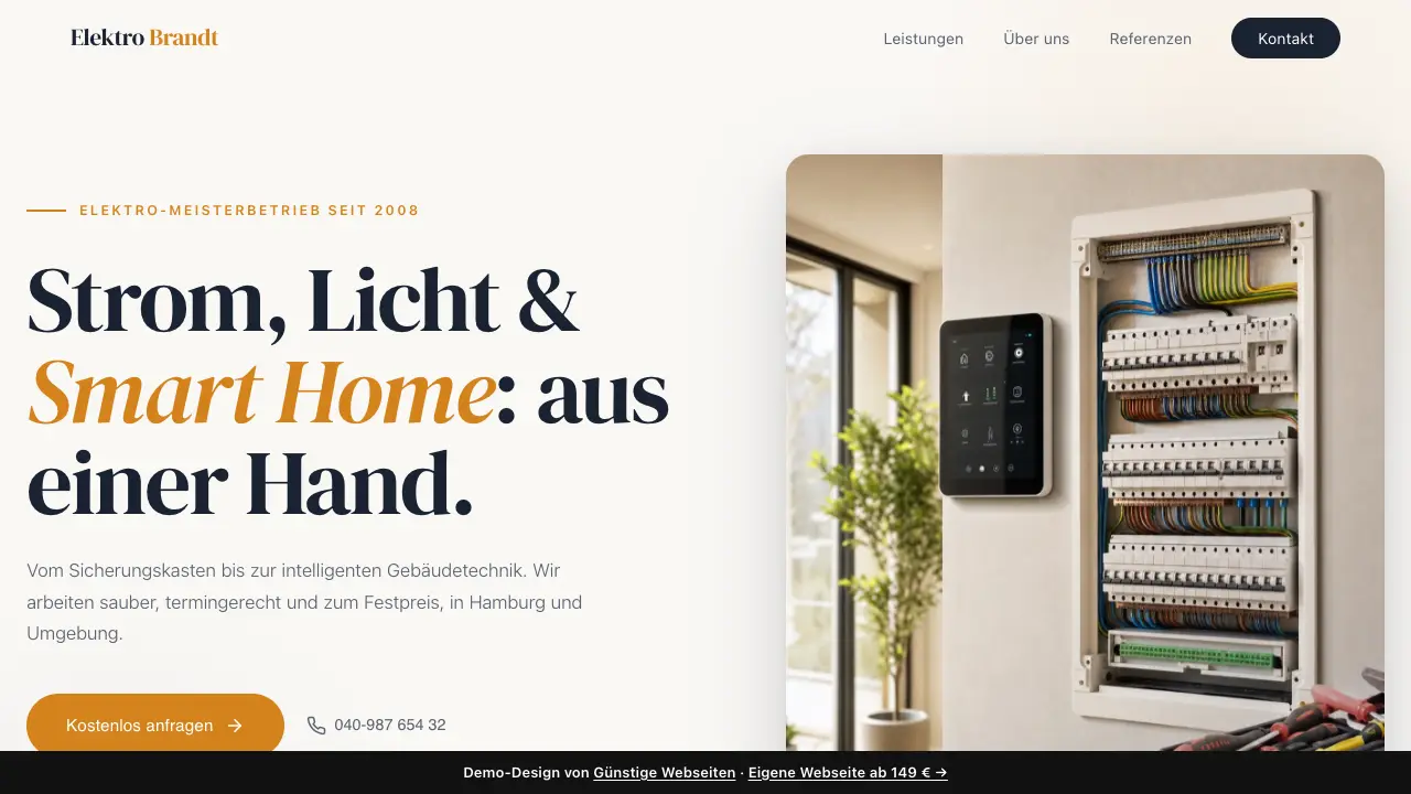 Vorschau der Demo-Webseite Elektro Brandt, Meisterbetrieb (Handwerker)