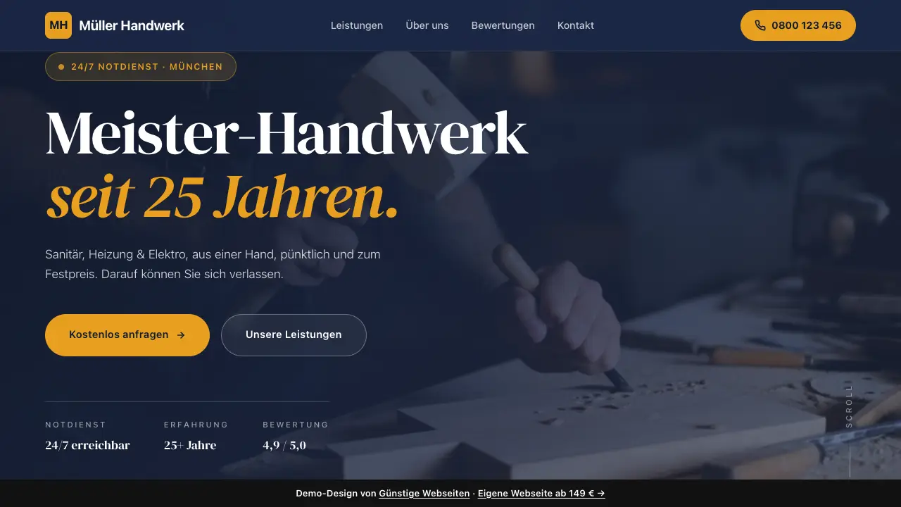 Vorschau der Demo-Webseite Müller Handwerk GmbH (Handwerker)