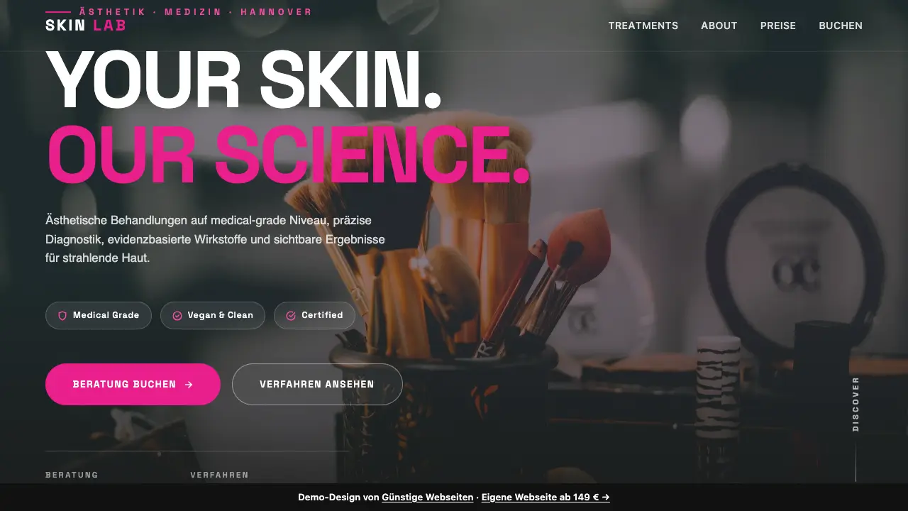 Vorschau der Demo-Webseite SKIN LAB, Aesthetic Studio (Kosmetik & Beauty)