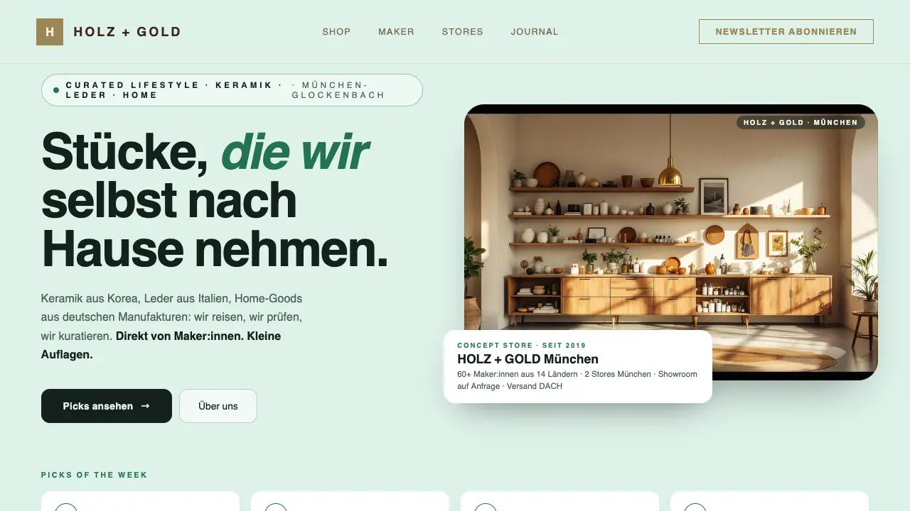 Vorschau der Vorlage Concept Store · Picks Grid (Einzelhandel)