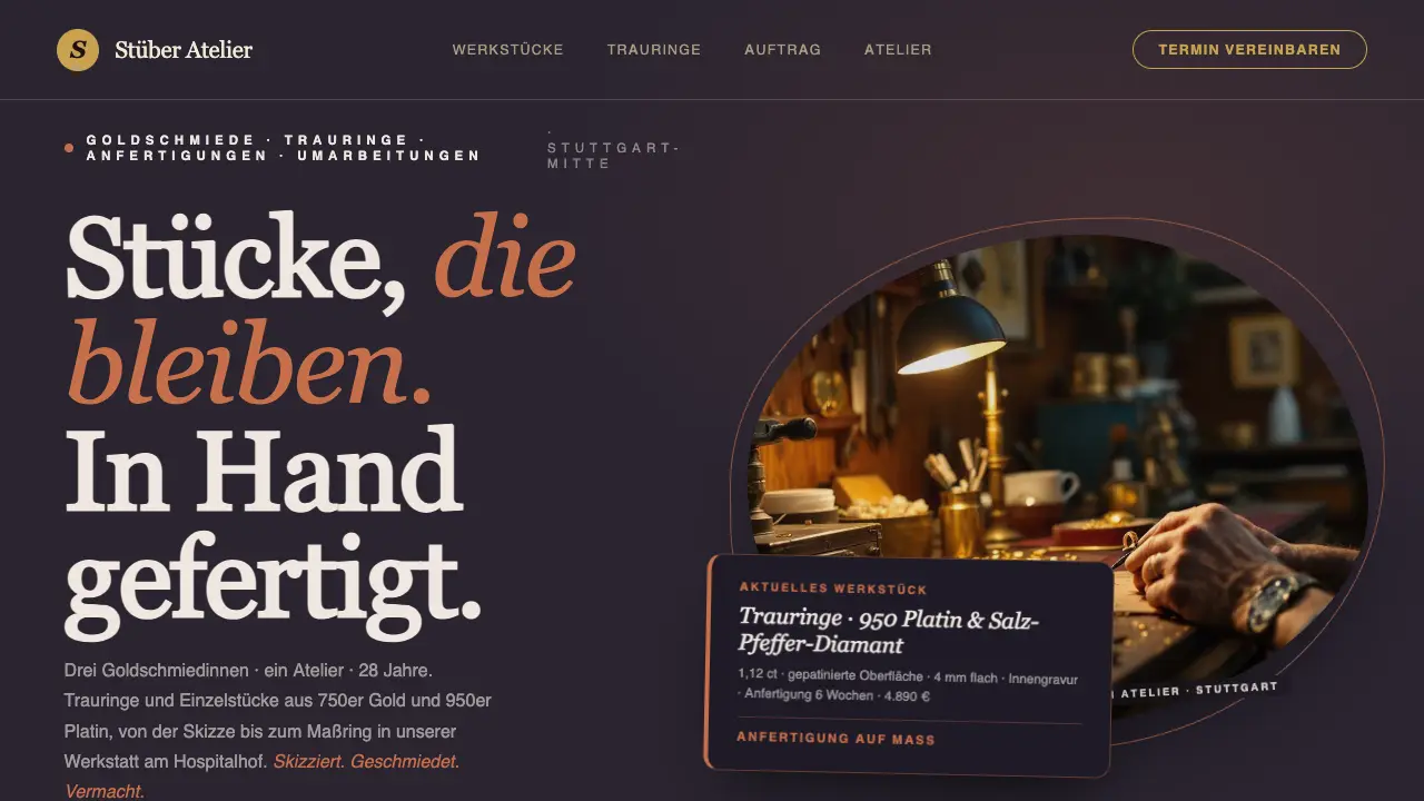 Vorschau der Vorlage Atelier · Werkstücke Marquee (Einzelhandel)